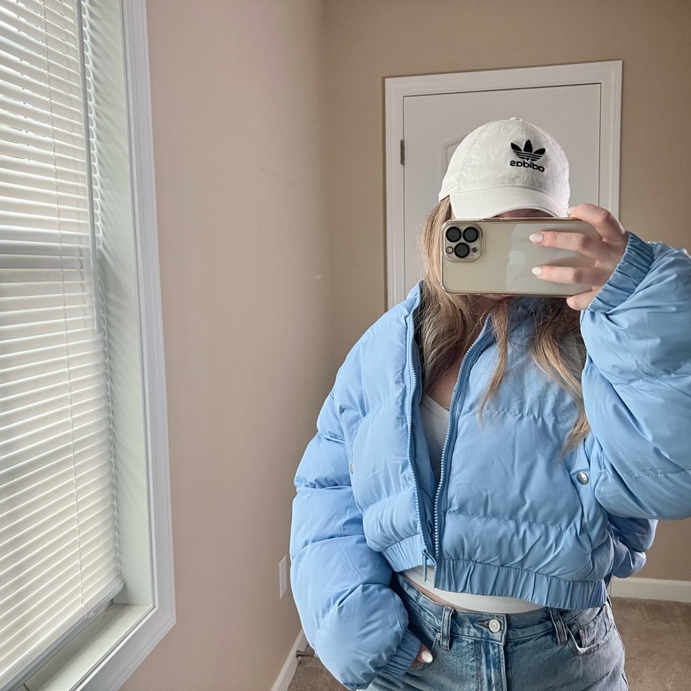 Boohoo Oversized Puffer Coat, Powder Blue, Size 12, Brand New